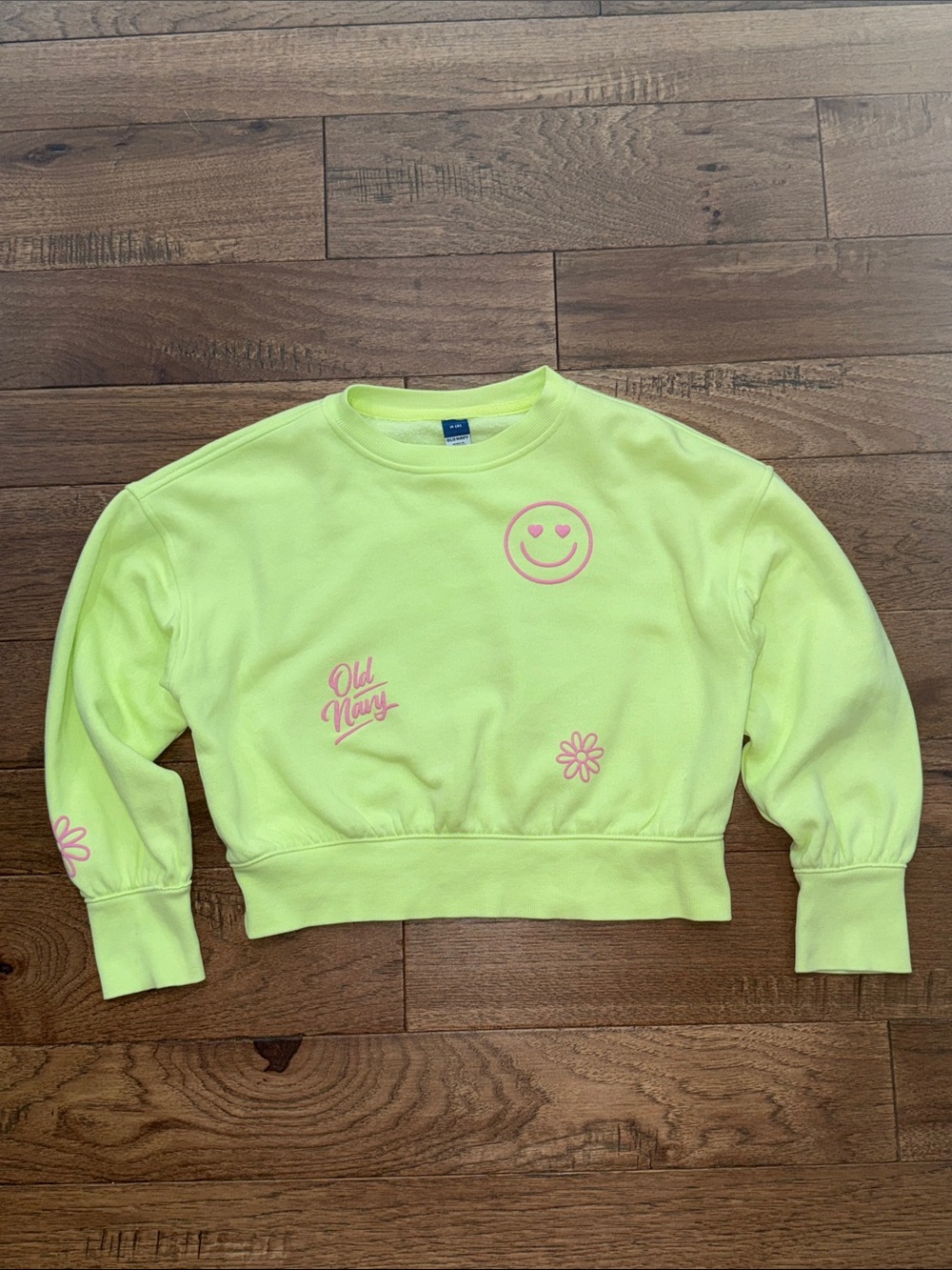 Old Navy Girls Favorite Fleece Oversized Graphic Smiley Sweatshirt - Size M (8)